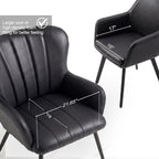 Office Accent Chair of 2 for Guests，Small Chairs for Small Spaces Occasional Podcast Comfortable Study Reading Armchair Armchair with Wide Seat Living Room Bed Room Faux Leather (2, Black)