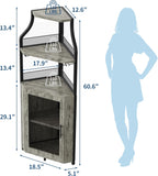GAOMON Corner Wine Cabinet with Wine Rack and Glass Holder 5 Tier Modern Corner Wine Cabinet Corner Bar Cabinet Industrial Liquor Cabinets for Kitchen, Living Room, Dining Room,Grey