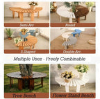 Wooden Curved Benches,Solid Wood Slatted Seat Fan-Shaped Garden Tree Bench,for Backyard Leisure Chair Patio Seating(Color4)