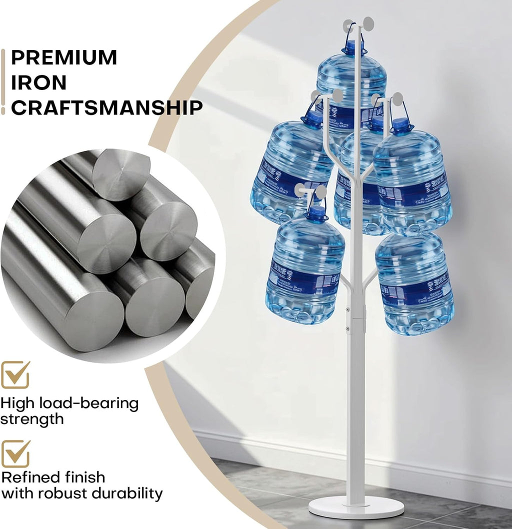 Coat Rack Freestanding Metal Coat Tree with 10 Hooks, White | Heavy Duty Standing Coat Rack, Stainless Steel Marble Base, Coat Hanger Stand for Bedroom Entryway Hallway, Hat, Bags