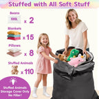 Jorbest Stuffed Animals Storage Bean Bag Chair for Kids and Adults, Stuffed Animals Bean Bag Storage, Luxury Velvet Stuffie Seat - COVER ONLY(Dark Grey 200 L/52 Gal)