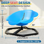 KidBloom Spinning Chair for Autistic Kids, Autism Sensory Products | Deepened Seat with Backrest, Silent 360° Rotation Design, Octagonal Non-Slip Metal Base, Supports up to 220 lbs