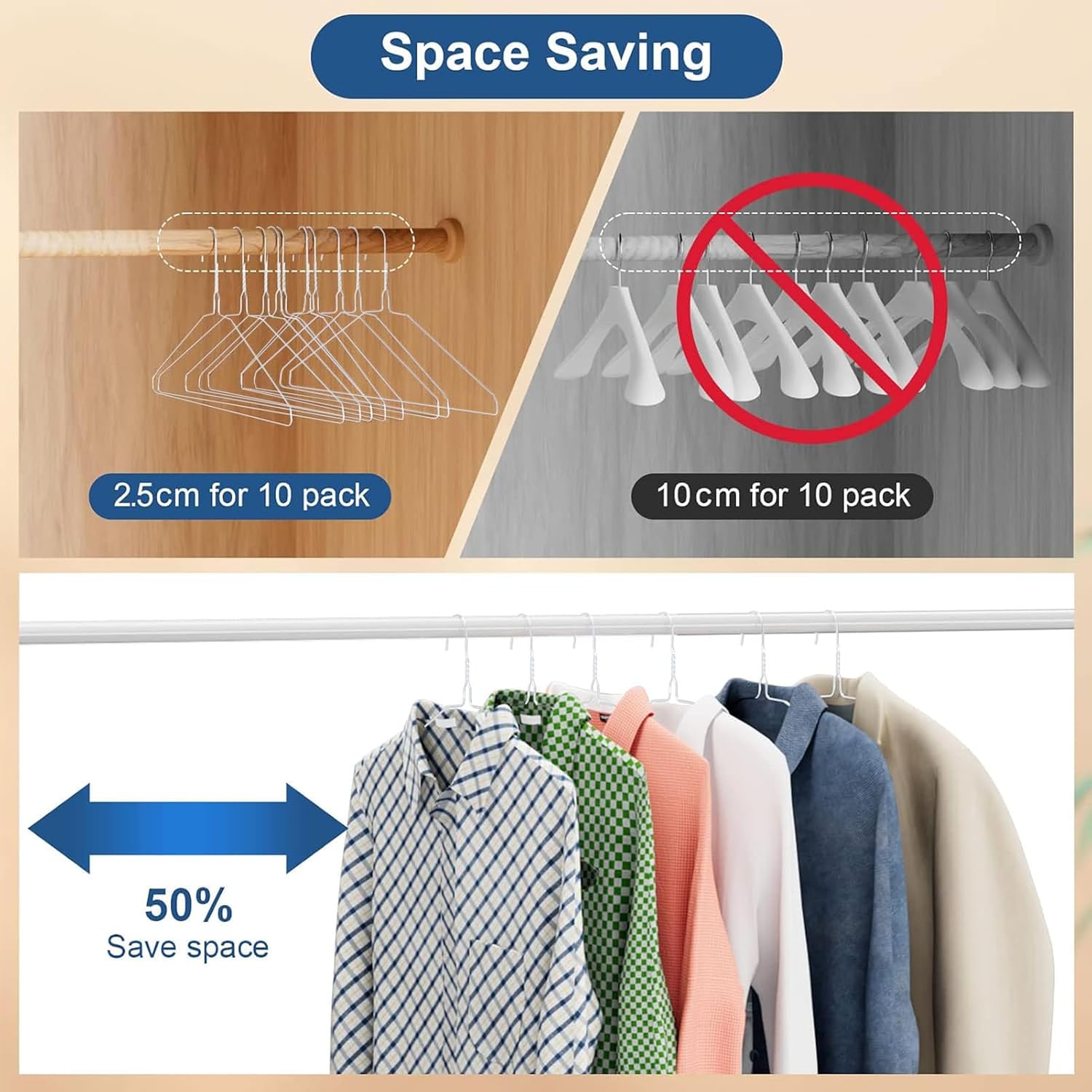 SPECILITE Wire Hangers 100 Pack, Metal Wire Clothes Hanger Bulk for Coats, Space Saving Metal Hangers 16.7 Inch Ultra Thin Non Slip with Groove, for Standard Size Suits, Shirts, Pants, Skirts-White