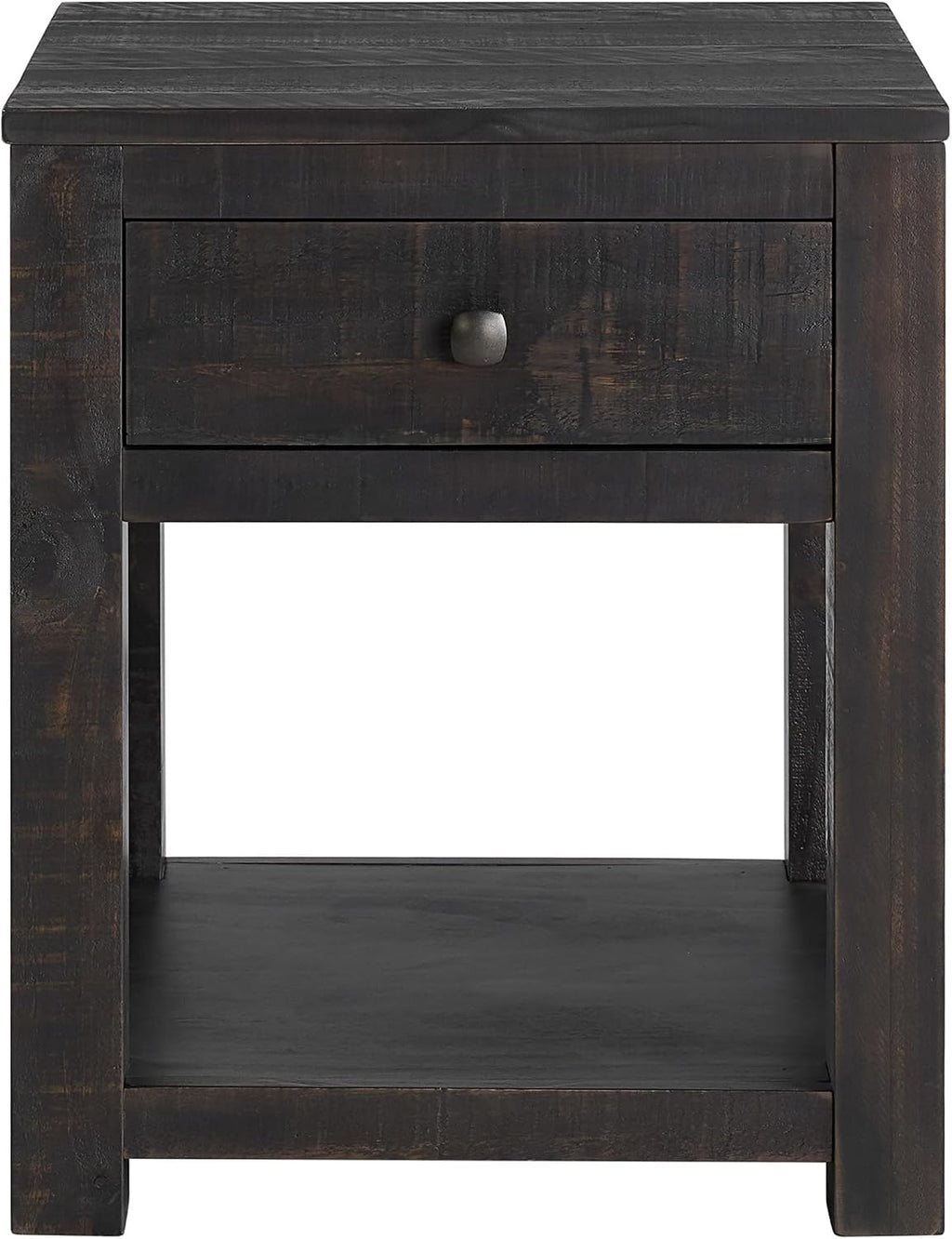 Alaterre Furniture Durham Bedroom Nightstand - 20in Small Side Table Set with Storage Drawer and Shelf - Solid Wood Modern Farmhouse Night Stands for Living Room or Bedroom (Dark Brown)