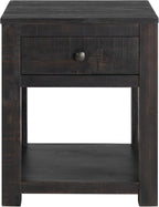 Alaterre Furniture Durham Bedroom Nightstand - 20in Small Side Table Set with Storage Drawer and Shelf - Solid Wood Modern Farmhouse Night Stands for Living Room or Bedroom (Dark Brown)