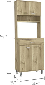 1-Drawer 1-Shelf Area Pantry with Adjustable Metal Legs Light Oak,Buffet Kitchen Sideboard for Kitchen,Dining Room,23.6 * 13.7 * 66.5
