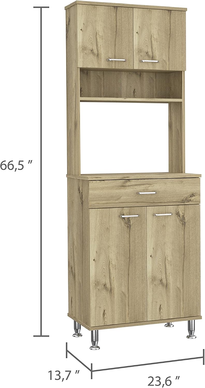 1-Drawer 1-Shelf Area Pantry with Adjustable Metal Legs Light Oak,Buffet Kitchen Sideboard for Kitchen,Dining Room,23.6 * 13.7 * 66.5