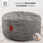 CordaRoy's Corduroy Bean Bag Pouf Footstool, Grey