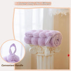 LIFEREVO Faux Rabbit Fur Stuffed Animal Bean Bag Storage (No Filler), Soft Waffle Bubble Beanbag Chair Cover for Cushion Home Decor, Furry Floor Lounger Plush Toys Organizer for Kids Girls, Lavender
