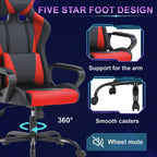 Ruesleag Home Office Gaming Chair,High-Back Ergonomic PC Computer Chair w/Lumbar Support Headrest PU Swivel Rolling Chair Task Executive Desk Chair for Teens Men and Adults,Red