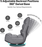 Giantex 360 Degree Swivel Gaming Chair, 6 Position Adjustable Folding Floor Chair, 300lb Spring Support, Comfortable Padded Backrest, Lazy Sofa Chair Game Rocker for Teens Adults