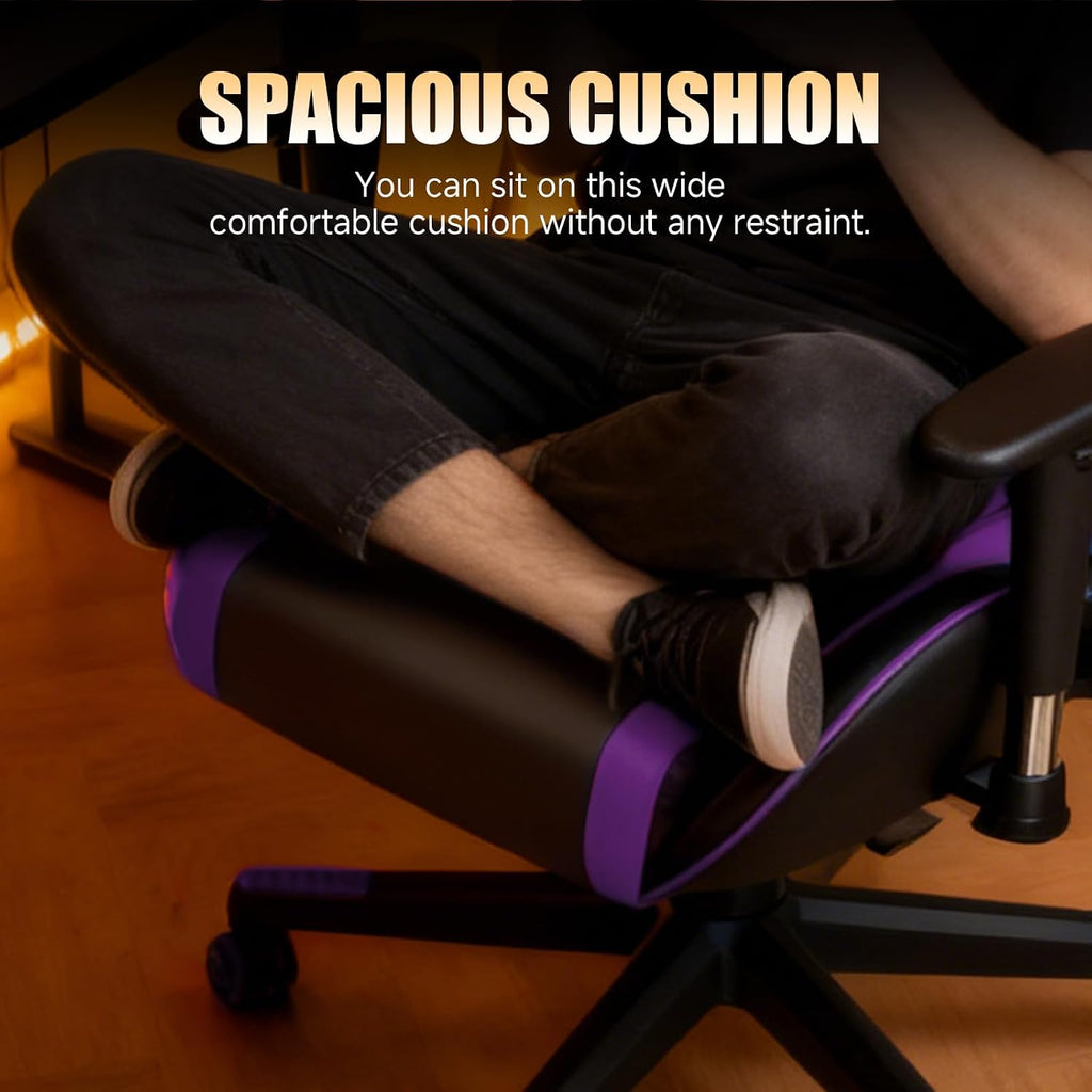 GTPLAYER Gaming Chair with Speakers,Video Game Chair Bluetooth Music with Lumbar Support, Ergonomic Comfortable Office Computer Chair for Adults, Adjustable Reclining Chair, 360° Swivel, Light Purple