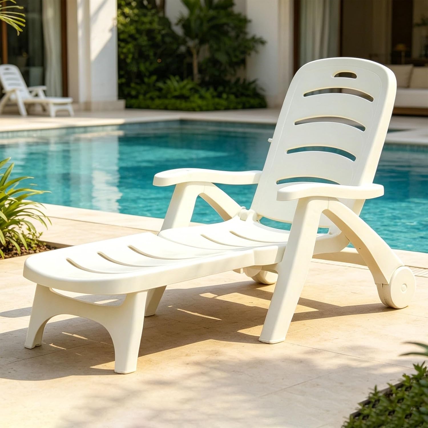 Kids Lounge Chair Outdoor, with High Backrest, Arm Rest, Adjustable Reclining Design, Durable Construction, Portable & Lightweight for Backyard, Poolside, or Beach