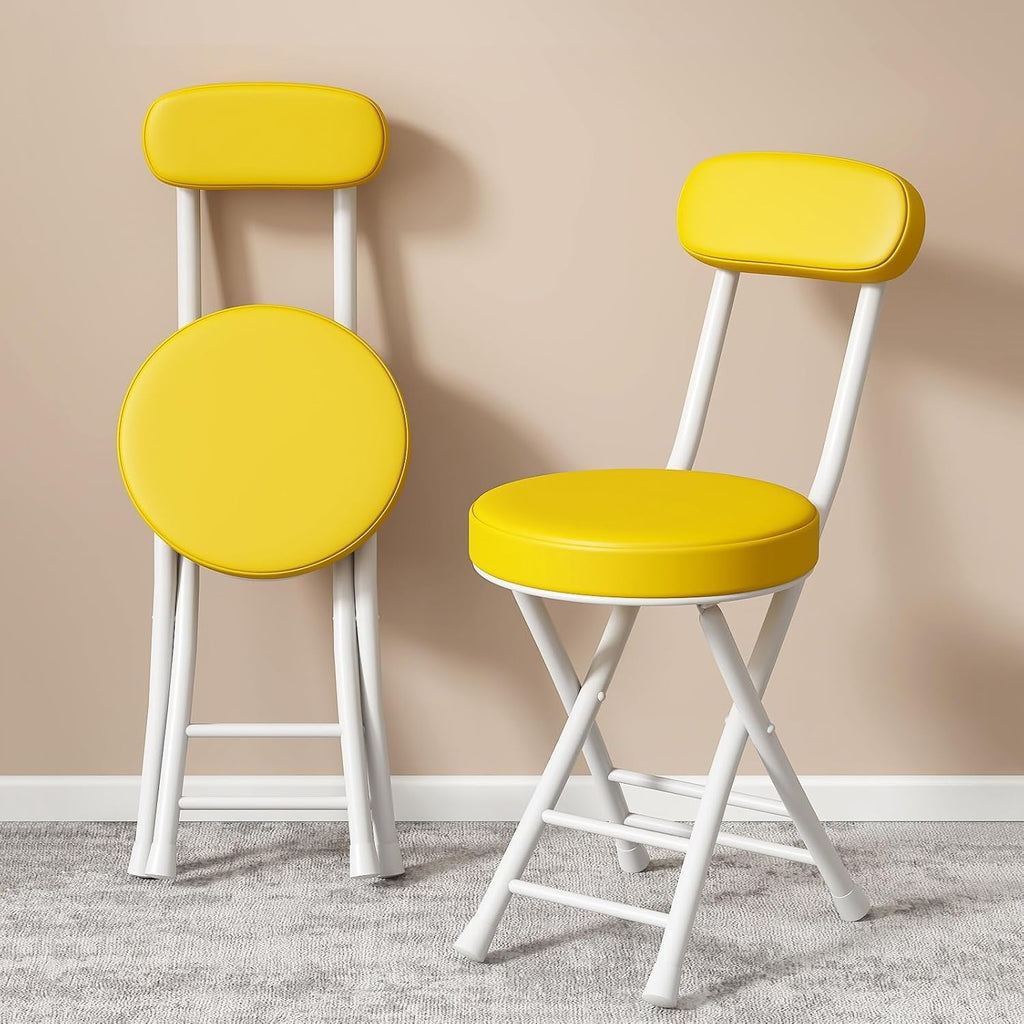 Folding Chairs - Executive Barstools Metal Frame Side Chair,150KG Weight Capacity,Widen The Large seat Surface Lobby Stacking Reception Chair(Yellow)