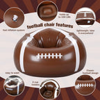 34" Inflatable Football Bean Bag Chair for Kids & Teens with Cup Holders Boys Room Decor PVC Blow up Bean Bag Chair Inflatable Gaming Couch for Boys Video Game Bedroom Camping Night Party