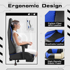Gaming Chairs, Computer Chair with Footrest and Massage Lumbar Support, Height Adjustable Game Chair with Headrest and Swivel Seat (Blue)