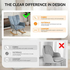 Rocking Chair with Airbag, Comfy Modern Reading & Nursing Nursery Rocking Chair Indoor, Cozy Upholstered Glider Rocker Chairs for Living Room Bedroom Offices, (Chenille, Blue)