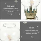 FAVOMOTO Vintage Glass Kerosene Oil Lamp Retro Style Oil Lantern for Indoor Home Décor, Emergency Lighting, Round Teal Lantern