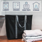 CleverMade Collapsible Laundry Caddy – Foldable Laundry Hamper & Tote, XXL 64L Pop-Up Laundry Basket with Handles, Space-Saving Laundry Organizer for Home & Travel, 2 Pack - Charcoal Gray