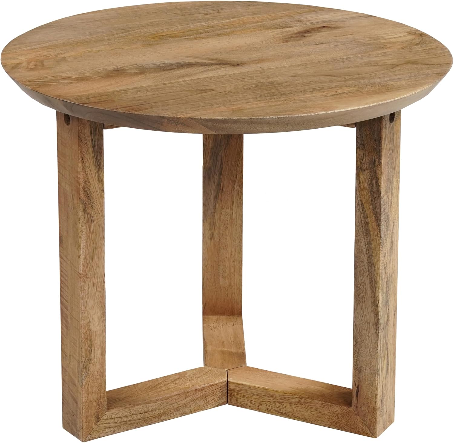 TUP THE URBAN PORT Nina 18.5" Round Handcrafted Side End Table | Natural Brown Mango Wood