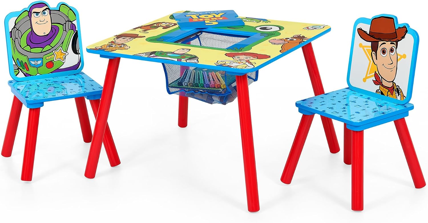 Delta Children Toy Story Kids Table and 2 Chair Set with Storage, Blue | Greenguard Gold Certified, Kids Table & Chair Set for Toddlers & Children for Arts/Crafts, Snack Time, Durable Activity Table