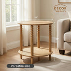 Decor Therapy Stafford Round Side Table, Seadrift Two-Tier Modern End Table with Spindle Legs, Easy Assembly