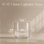 Royal Imports Flower Glass Vase Decorative Centerpiece for Home or Wedding - Cylinder Shape, 6" Tall, 6" Opening, Clear