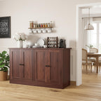 holzart Rustic Brown Buffet Cabinet with Storage, 49" Farmhouse Kitchen Sideboard with 4 Doors, Industrial Coffee Bar Cabinet & Console Table for Dining Room, Living Room