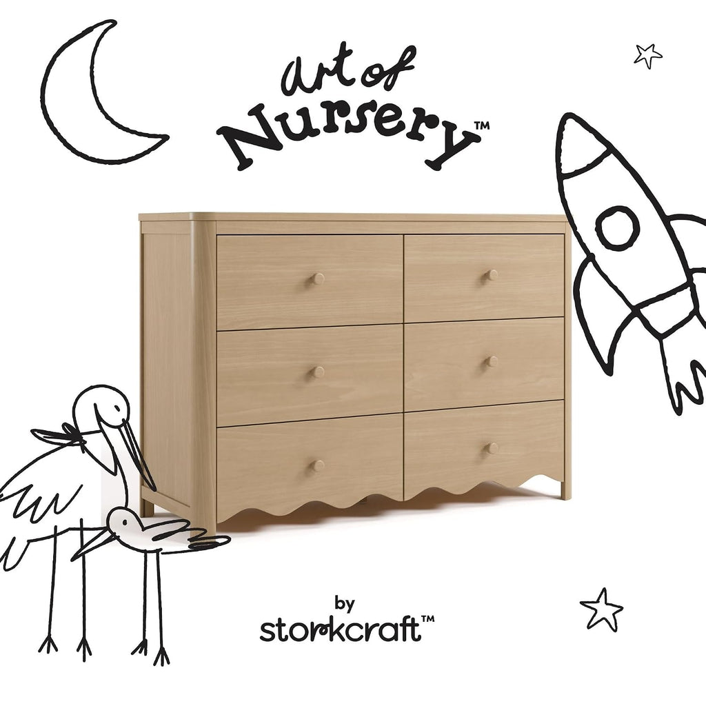 Storkcraft Casablanca 6 Drawer Dresser, Driftwood | GREENGUARD Gold Certified, Wood Dresser for Bedroom, Kids & Nursery Storage Chest, Safety Interlocking Drawers, Kids Bedroom