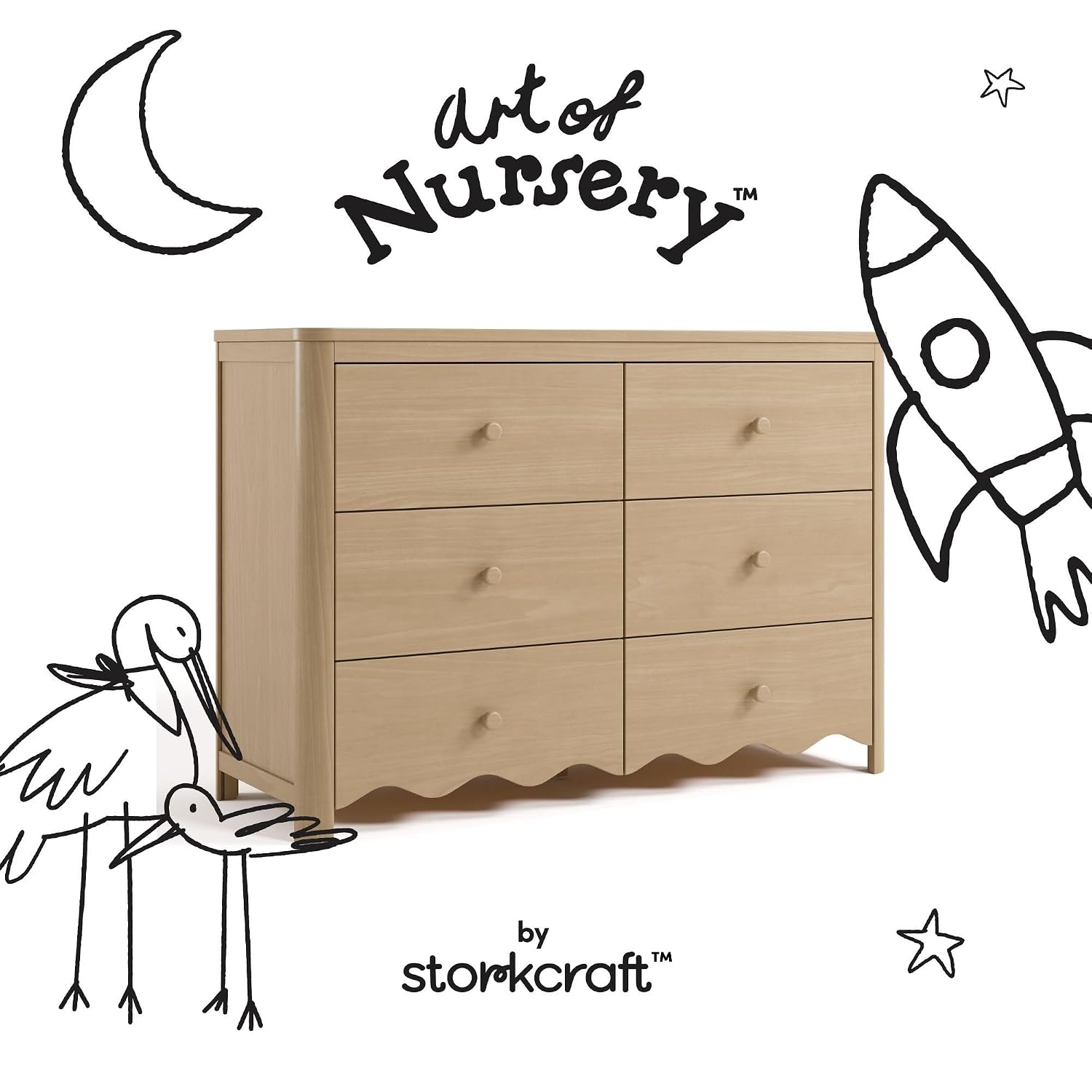 Storkcraft Casablanca 6 Drawer Dresser, Driftwood | GREENGUARD Gold Certified, Wood Dresser for Bedroom, Kids & Nursery Storage Chest, Safety Interlocking Drawers, Kids Bedroom