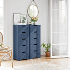 TTVIEW Bathroom Cabinet, Bathroom Storage Cabinet with 5 Drawers, Bathrooms Organizers and Storage, Bathrooms Floor Cabinets with Anti-Tipping Device for Hallway, Blue