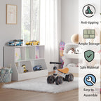 DINZI LVJ Toy Storage Organizer, Kids Bookshelf, Wood Toy Storage Cabinet, 5 Cubby Children Bookcase, 43.3" L Toddler Book Shelf for Playroom, Living Room, Nursery, Hallway, Classroom, White