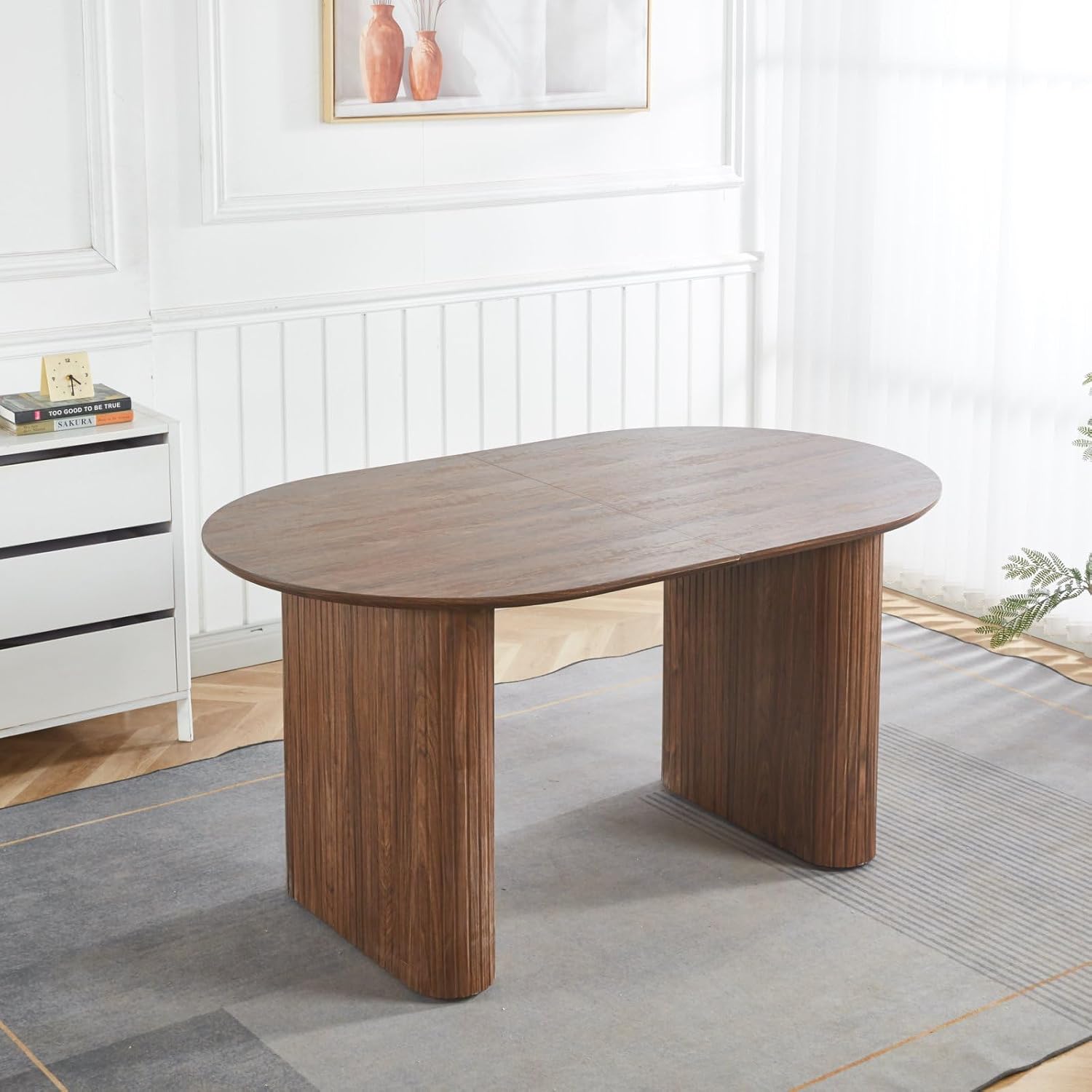 Expandable Dining Table,Wood Extendable Dining Room Kitchen Dinner Table, Long Dining Table for Kitchen