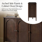HULALA HOME Solid Wood Sideboard Cabinet with Storage, 47" Sideboard with Arched Doors & Adjustable Shelves, Media Console, Transitional Buffet Cabinet, Auburn