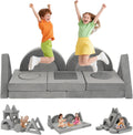 16PCS Modular Kids Play Couch Versatile Toddler Sofa Bed with Washable Covers Convertible Foam Sofa for Playroom Bedroom Creative Fort Building Set for Boys & Girls (Grey)
