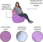 FDP SoftScape Dew Drop Bean Bag Chair with Supportive High-Back Design, For Kids, Teens and Adults, Alternative Seating for Dorms, Schools, Libraries, Daycares or Home - Lavender