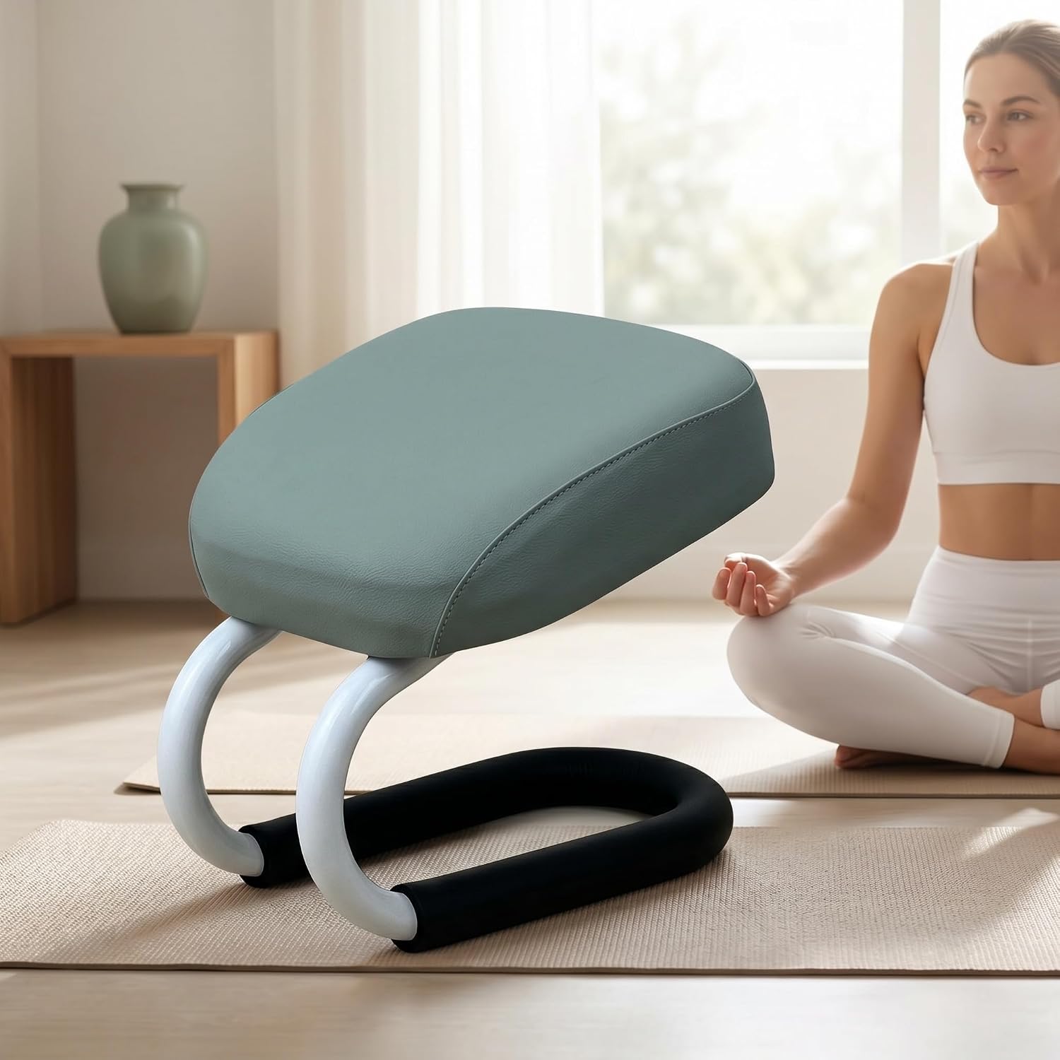 Colaxi Meditation Stool for Adults, Meditation Bench Kneeling Stool, Ergonomic Portable Chair with Anti Slip Cover, Adjustable Prayer Bench Seat for Home Studio Praying Yoga, Style A Blue