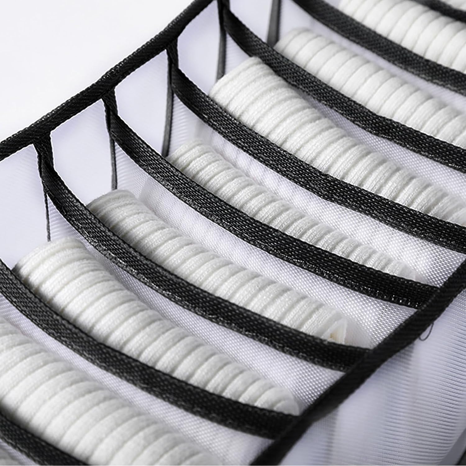 7-Compartment Underwear Storage Box with Breathable Nylon Mesh, Foldable Drawer Organizer for Socks, Lingerie, and Small Clothing Items