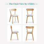 Wood Louis Dining Chairs Set of 4 100% Natural Solid Wood Home Kitchen Upholstered Chairs with Curved Backrest and Soft Padded Seat