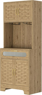 67'' Tall Pantry Buffet Cabinet Freestanding Hutch Cupboard for Home, Kitchen,Tall Freestanding Liquor Cabinet Bar for Kitchen, Dining Room