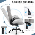 High Back Fabric Office Chair, Ergonomic Computer Desk Chair with Adjustable Headrest & Flip-up Armrests, 120° Tilt Rock Function, 400 lbs Weight Capacity for Home Office & Lumbar Support