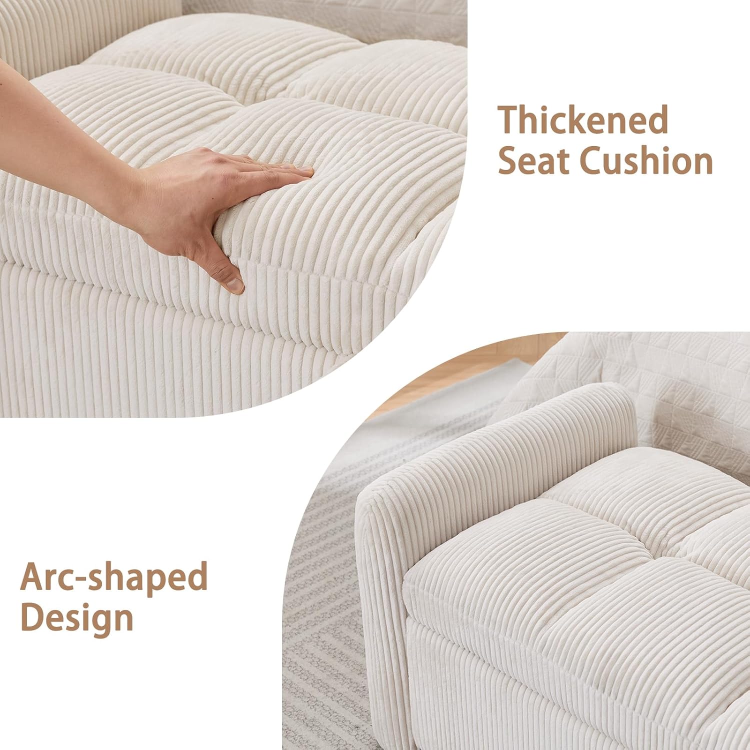 Storage Bench for Bedroom End of Bed, Upholstered Storage Ottoman Bench with Pillows for Foot of Bed, Bedroom,Living Room, Entryway, Corduroy White