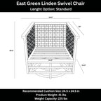 East Green Linden Teak and Aluminum Patio Swivel Chair with Cushions - Weather-Resistant Outdoor Seating