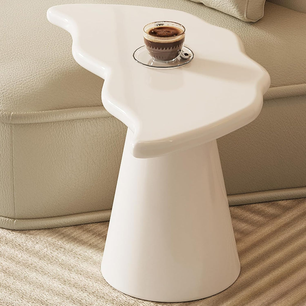 Miuuod Small Side Table,Cute Low Coffee Table, End-Table for Living Room,Sofa Side,Lovely Balcony Inside with Stable Support,Rounded Cornor Fish-Tail-Shape
