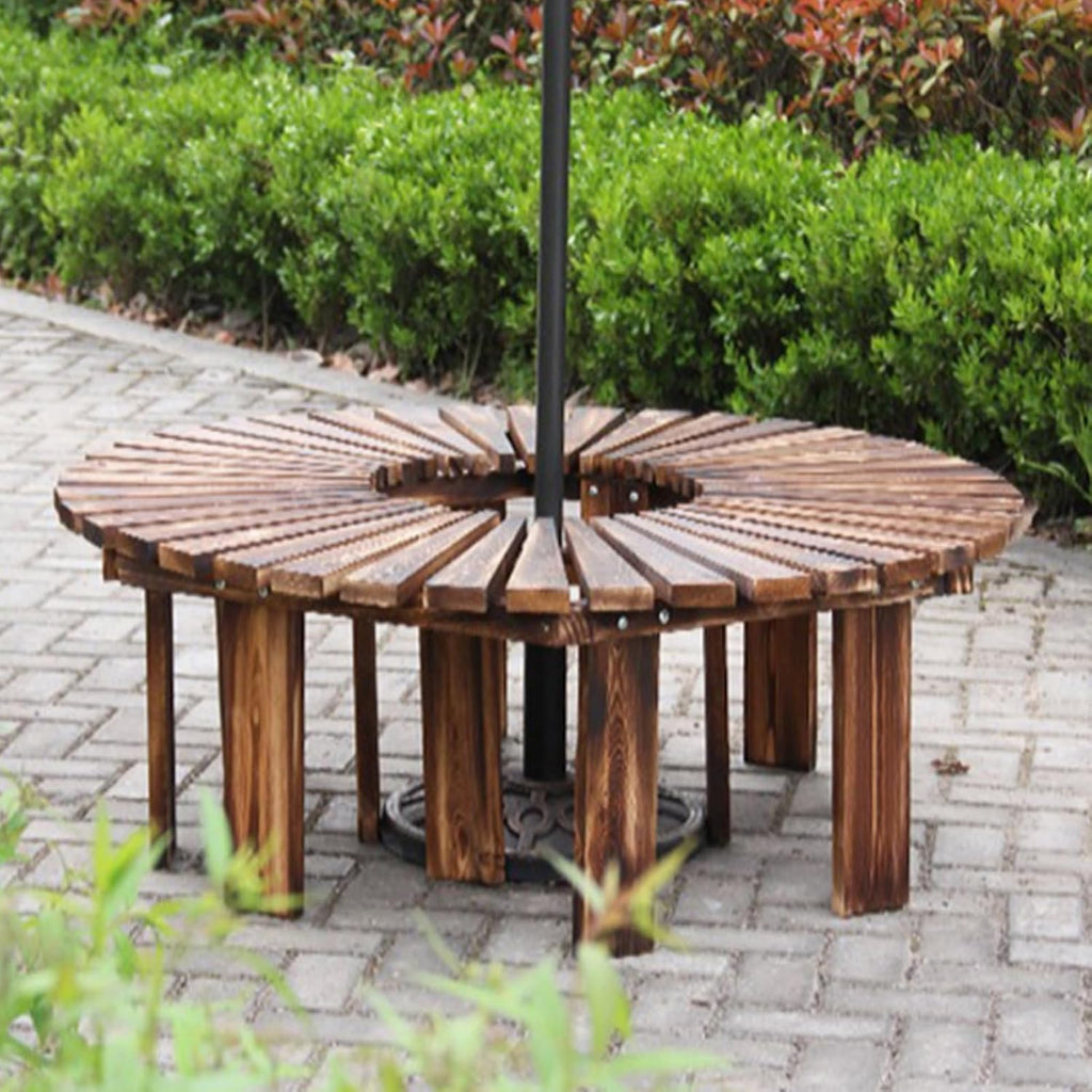 Circular Wooden Patio Wrap Seat Chair,Solid Wood Slatted Seat Fan-Shaped Garden Tree Bench,for Yard/Porch/Lawn/Patio