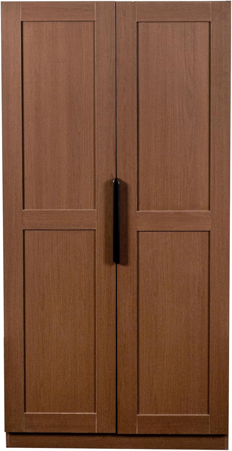 LUMISOL Modern Kitchen Pantry Cabinet with Doors & Shelves, Buffet Cupboards Sideboard with Two 6-Level Shelves, Kitchen Hutch for Living Room Dining Room, Walnut