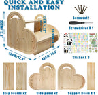 Wooden Stool with 2 Steps for Bedroom Kitchen High Shelves, Small Step Stool with Non-Slip Pads for Toddler Toilet Potty Training, Bathroom Sink, Step Ladder for Adults and Kids