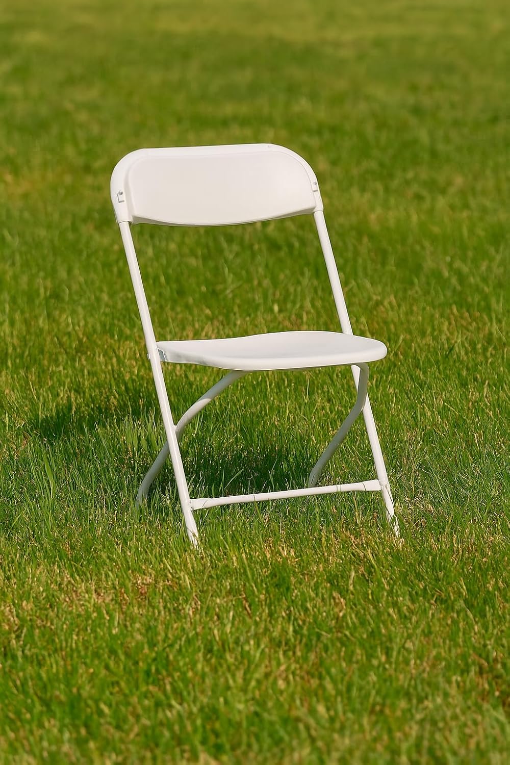 BTEXPERT Set of 5 Pack, White Plastic Folding Chair Steel Frame Commercial High Capacity Event Chair Lightweight Set for Office Wedding Party Picnic Kitchen Dining Church School