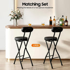 2 PCS Folding Bar Stool with Back, Tall Foldable Stool, Portable Stools Counter Height Foldable Stools Chairs Collapsible Stool for Kitchen Bar Shop Cafe ﻿ (Black)