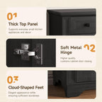 ONBRILL 63" Sideboard Buffet Cabinet, Kitchen Buffet Storage Cabinet, Large Credenza with Drawers & Doors, Wood Coffee Bar Console Wine Bar for Living Room Hallway Black
